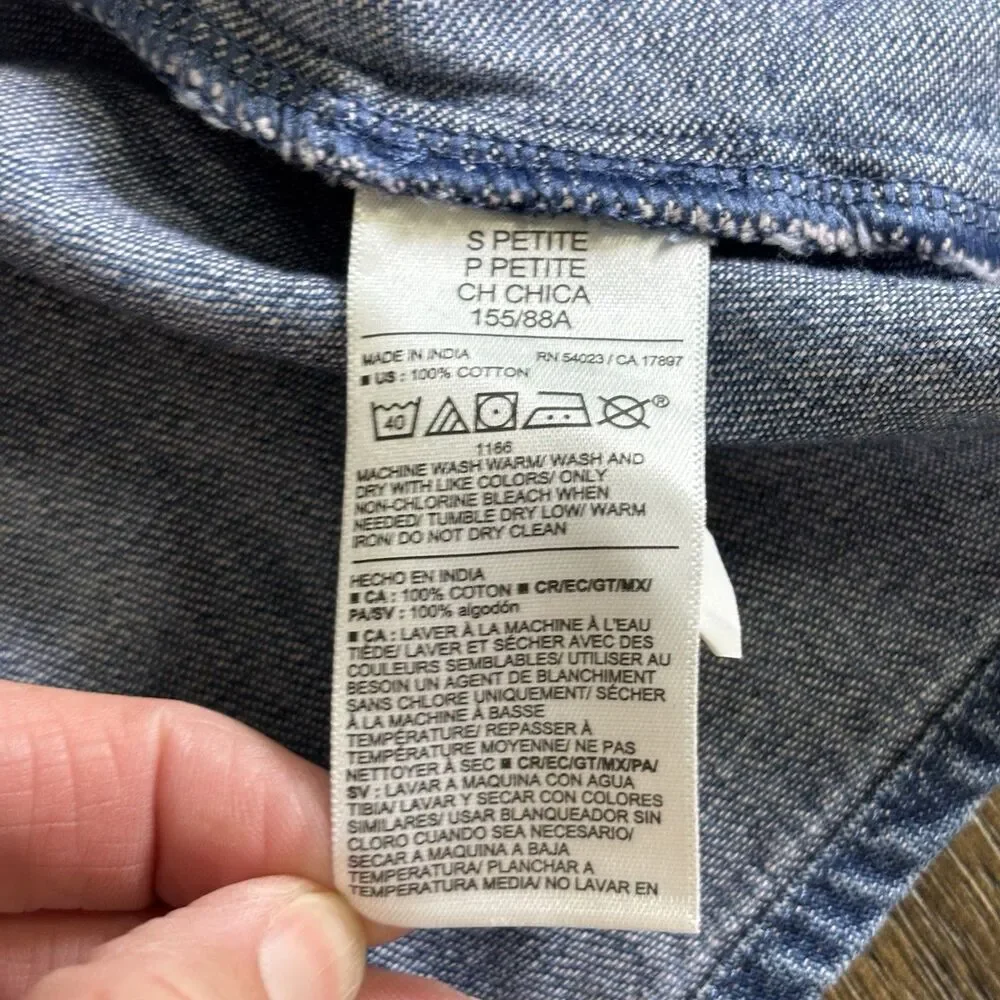 Old Navy Denim Dress Womens Petite S Fit & Flare Long Sleeve Collared Mini NEW! - Picture 8 of 10
